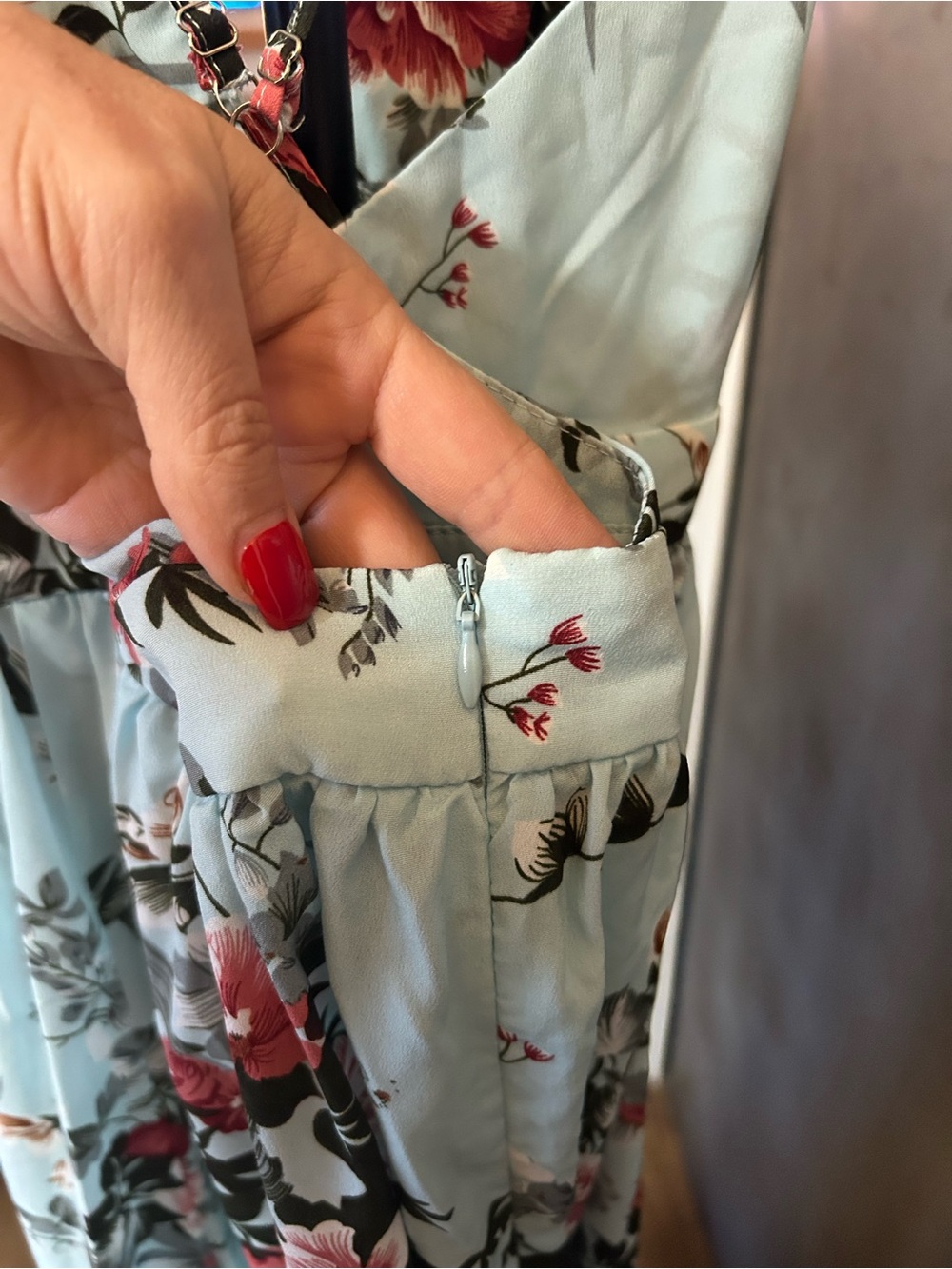 NWOT Mint Floral Maxi Dress with Pink Blooms - Picture 3 of 3